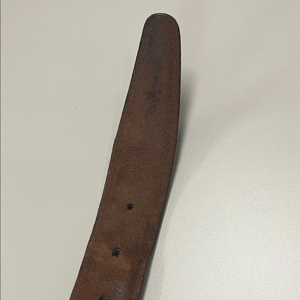 Claiborne Rich Brown Leather Belt with Brass Buckle size 34
